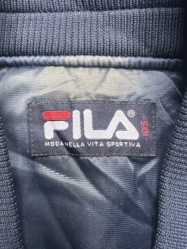90s VTG FILA Big logo satin bomber jacket vintage faded rare men size 105 L - Image 4 of 4