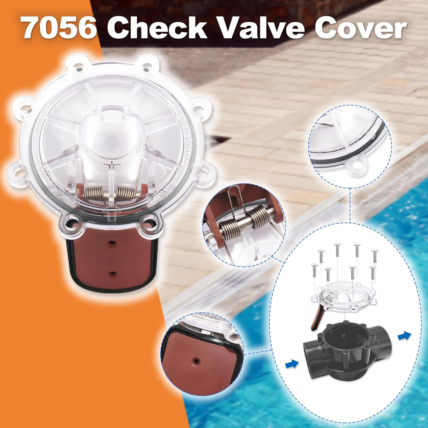 7056 Check Valve Cover with Flapper Assembly Replacement for Zodiac Jandy Spring