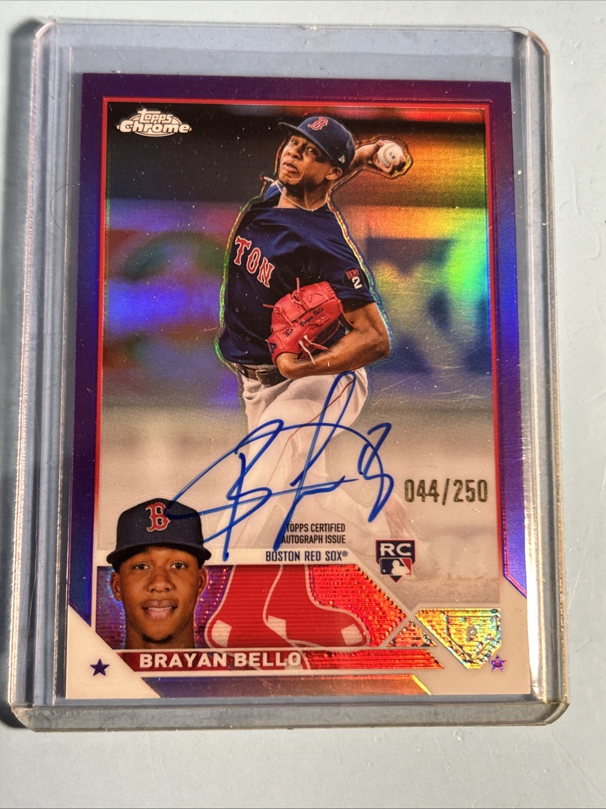 Brayan Bello 2023 Topps Chrome RC Auto Purple Refractor /250 Boston Red Sox