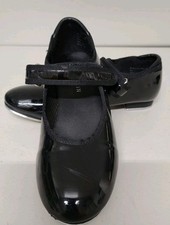 Danskin Girls Sz 1 Black Tap Shoes Hook And Loop
