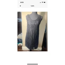 ANGIE Black Lace Sleeveless Sheath Dress Women Size L