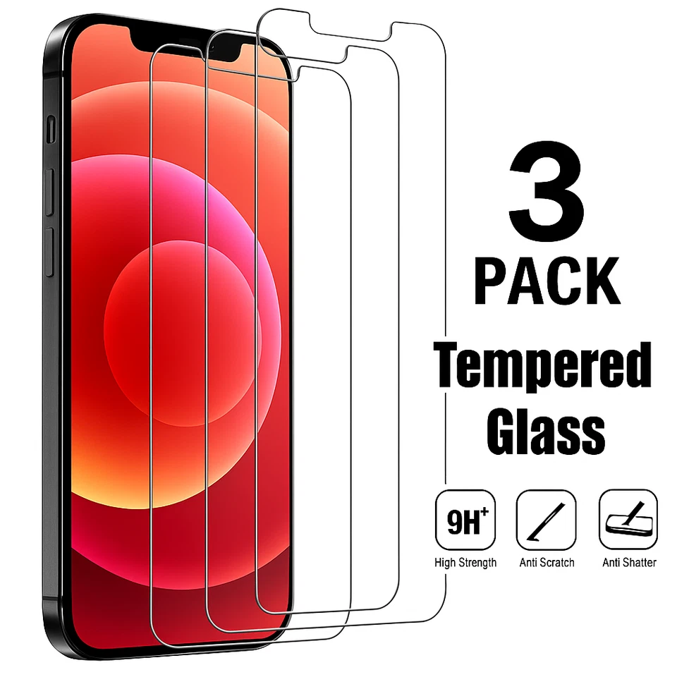 3X Protector de Pantalla de Cristal Templado para iPhone 17 16 15 14 13 12 11 Pro Max XR Foto 2 de 2