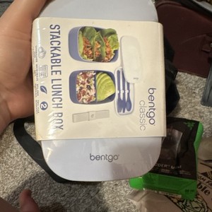 Bentgo Classic Stackable Lunch Box Blue/White 3pc 2-Compartment BPA-Free