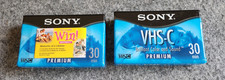 2 Sony VHS-C Premium Grade Video Cassette Tapes SP 30 Minutes - NEW