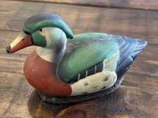 Vintage JASCO CERAMIC DUCK LINT REMOVER BRUSH DECOY WOOD DUCK 5" x 3 1/4"