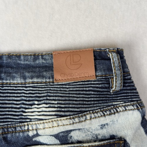 NWOT - Crysp Denim - Size 29x32 - Zipper Moto Skinny Jeans - Acid Wash Blue - Afbeelding 5 van 10