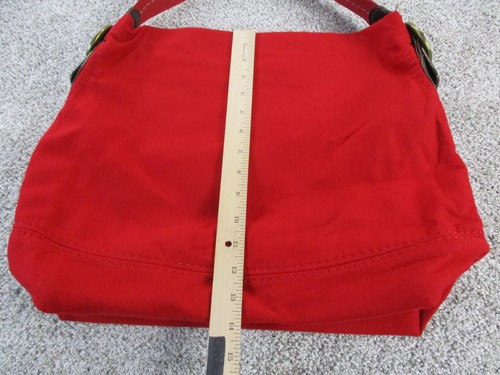 Gap Red Wool Shoulder Bag Buckled Strap Pockets Red Magnetic Closure Travel NWOT - Picture 13 of 15