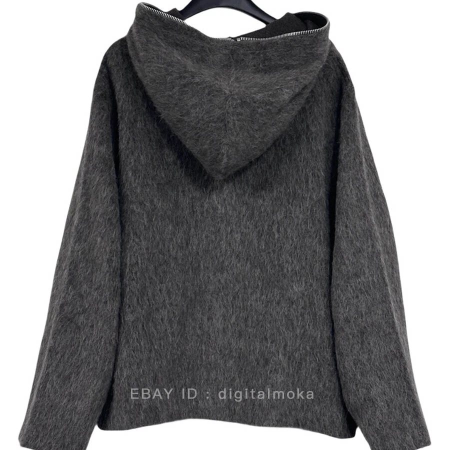 Mohair Zipper Cardigan Wool Blend Knit Sweater Hoodie Coat Unisex