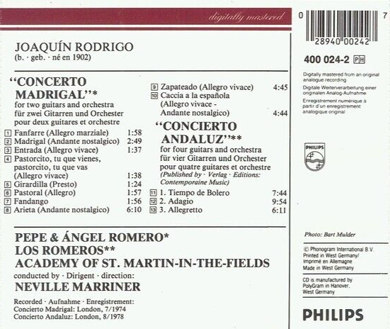 Rodrigo Concierto Madrigal & Concierto Andaluz LOS ROMEROS