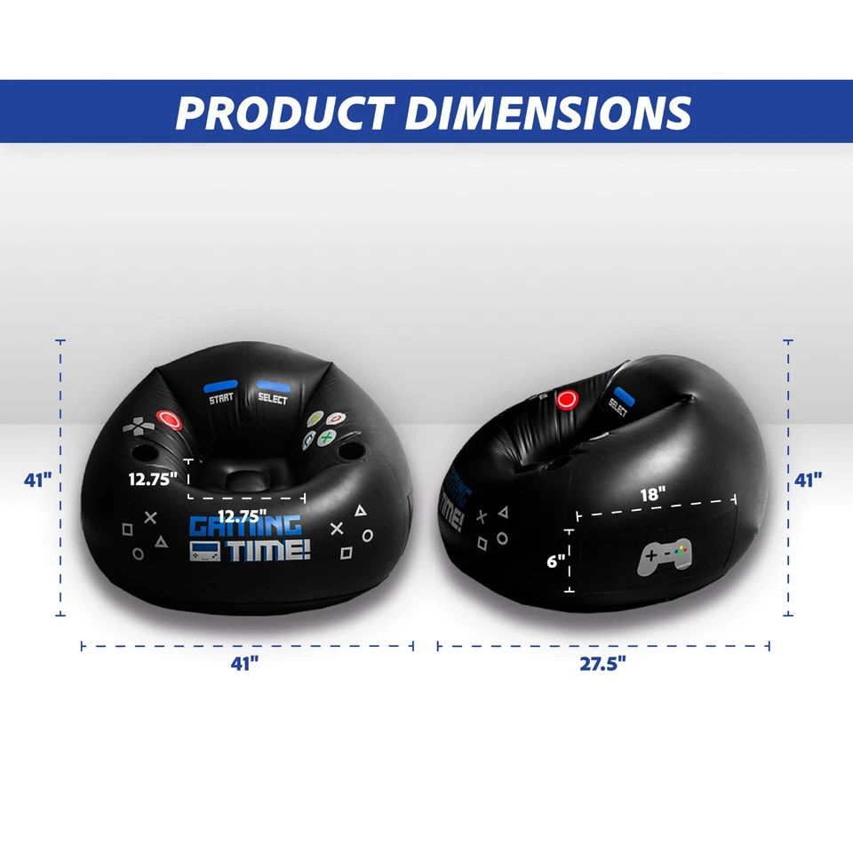 Cadeira de jogos inflável azul FranFusion para crianças com porta-copos e bolso lateral - Imagem 3 de 4