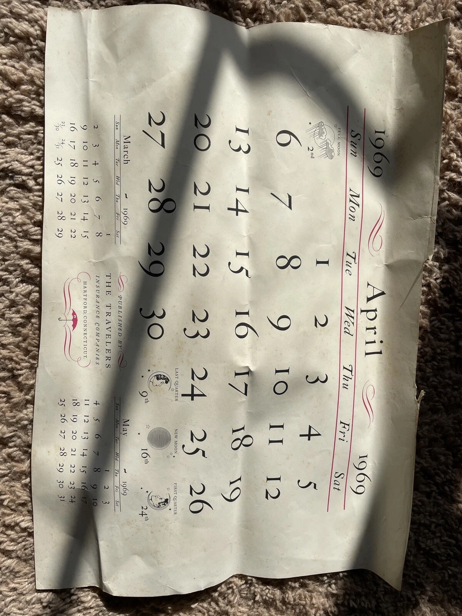 1969 Calendar Page April Is The Month. | eBay 1969-calendar-page-april-is-the-month-ebay
