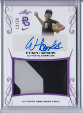 2017 Leaf Perfect Game ETHAN HANKINS Purple Jersey Patch AUTO RC Rookie 13/20