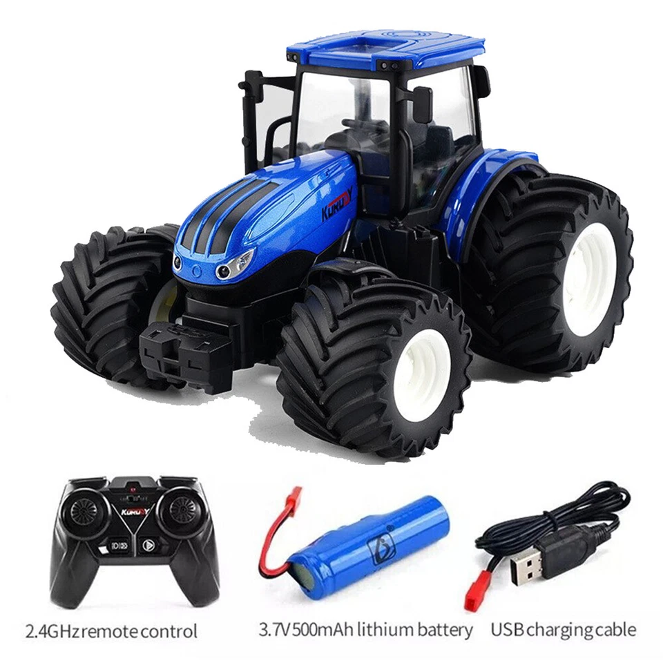 1/24 Remote Control Tractor 2.4Ghz 4 Wide Wheels RC Farm Tractor Toys for Boys - Image 2 of 4