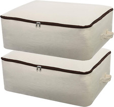 2PCS Canvas Storage Bag, 12OZ Thick Soft Breathable Closet Organizer for Bedding