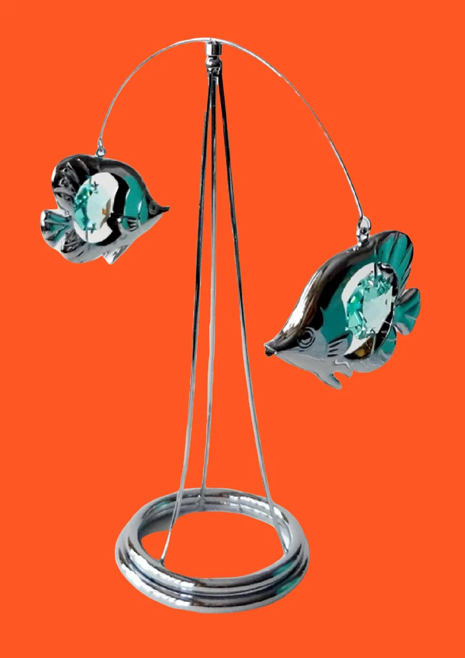 Crystocraft Twin Fish Crystal Ornament Made With Swarovski Elements Gift Boxed  - Image 4 of 4