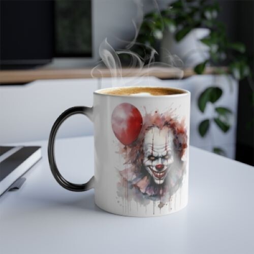 Scary Clown Pennywise Color Changing Color Morphing Ceramic Coffee Mug 11 oz - Picture 1 of 3
