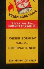 1940s Kendall 2000 Mile Motor Oil Johnnie Borklund Sidles Co. North Platte NE MB
