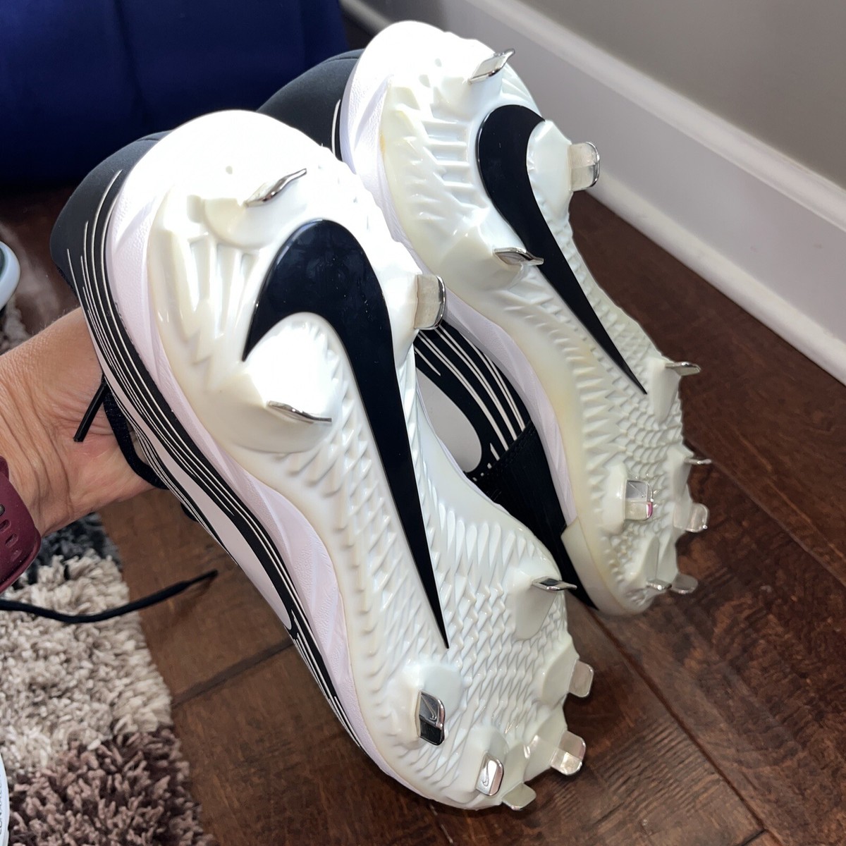 Nike Lunarlon Black White Softball Molded Cleats Size 9 AO7985-002