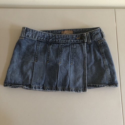 Abercrombie and Fitch Low Rise Y2k 00s? Falda de jean plisada azul envolvente talla 2 - Imagen 1 de 17
