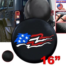 16" BLACK SPARE WHEEL TIRE COVER American Flag For Jeep Liberty Wrangler size L