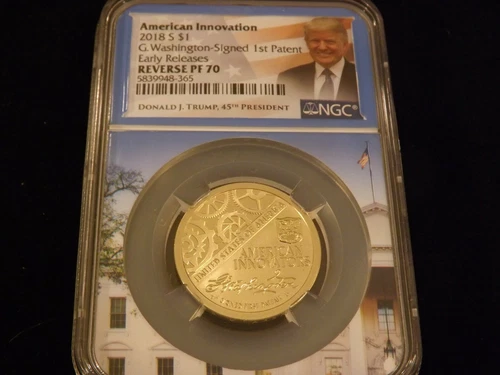 2018  AMERICAN INNOVATION Flag Label EARLY RELEASES Trump  NGC  REVERSE  PF 70
