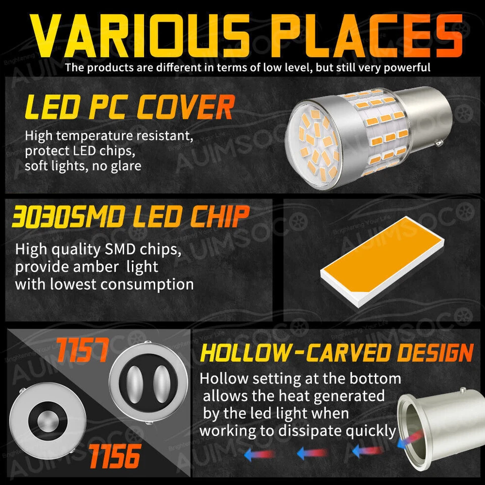 Bombillas LED ámbar de luz de giro trasero para Hyundai Genesis Coupe 10-2016 1157 Foto 3 de 4
