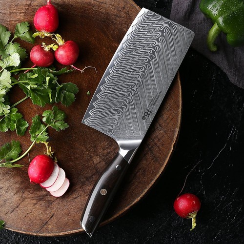 TURWHO 7in Kitchen Vegetable Meat Chopper Japan VG10 Damascus Steel Chef Knife - Picture 8 of 9