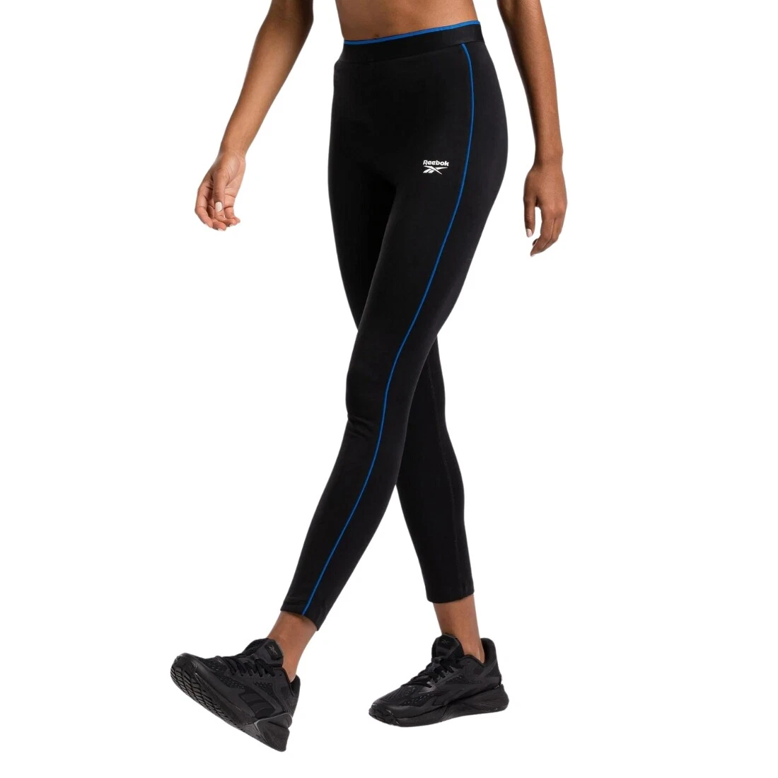 Reebok Women Rie Identity Cotton Athletic Training Gym Leggings Black  100034731