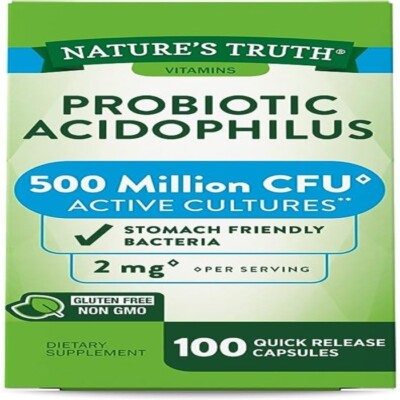 Nature's Truth Daily Probiotic Acidophilus Quick Release Capsules 100 EA