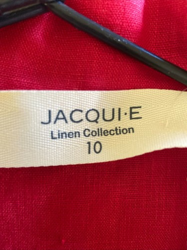 ❤️ Jacqui E size 10 red 3/4 Sleeve Linen Collection Jacket pockets NEW - Picture 11 of 14