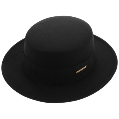 Woolen Flat Top Hat Man Woman Bolero Black Fedora Hats for Women