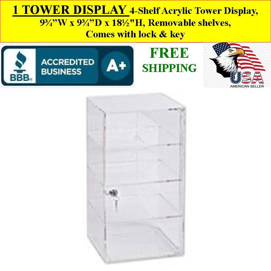 4-Shelf Acrylic Tower Display Comes with Lock & Key Comes with Lock ...