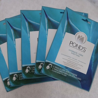 5 Pond's Hydrate + Firm Sheet Mask Agave Extract Collagen Hyaluronic Acid NEW