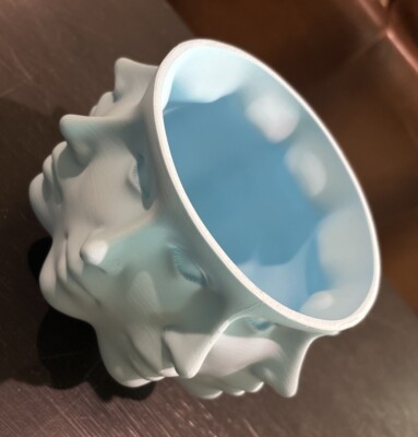 3D Printed Polyface Planter RARE PrintError Limited Edt. Blue