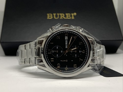 Burei B-7005M Men's Silver Stainless Steel Analog Dial Quartz Wrist Watch FRY34 - Picture 6 of 12