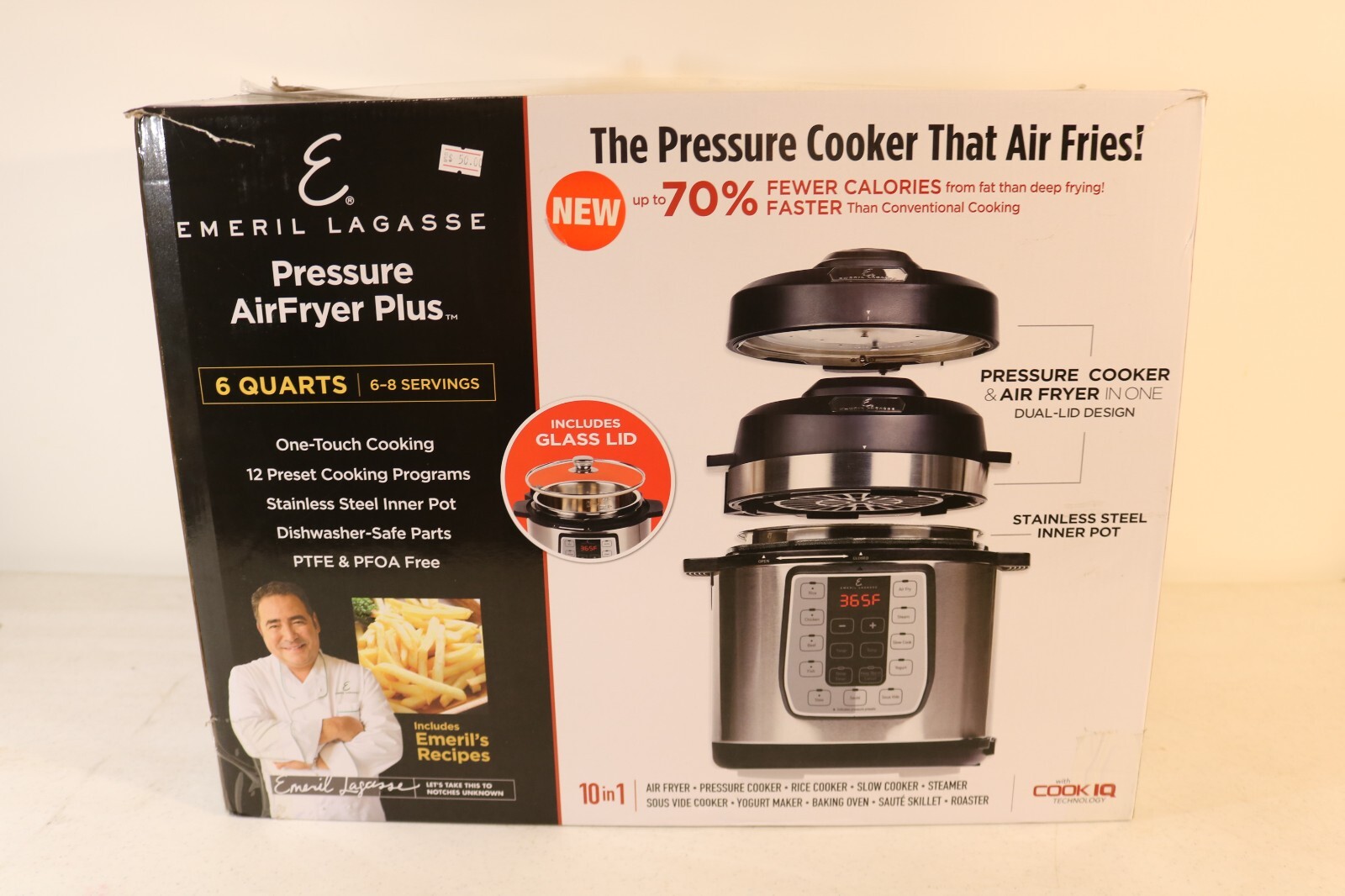 Emeril Lagasse 6 QT Pressure Cooker AirFryer Silver 10 in 1 Slow