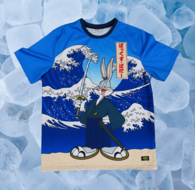 Bugs Bunny Japanese Samurai Looney Tunes Blue Polyester Shirt