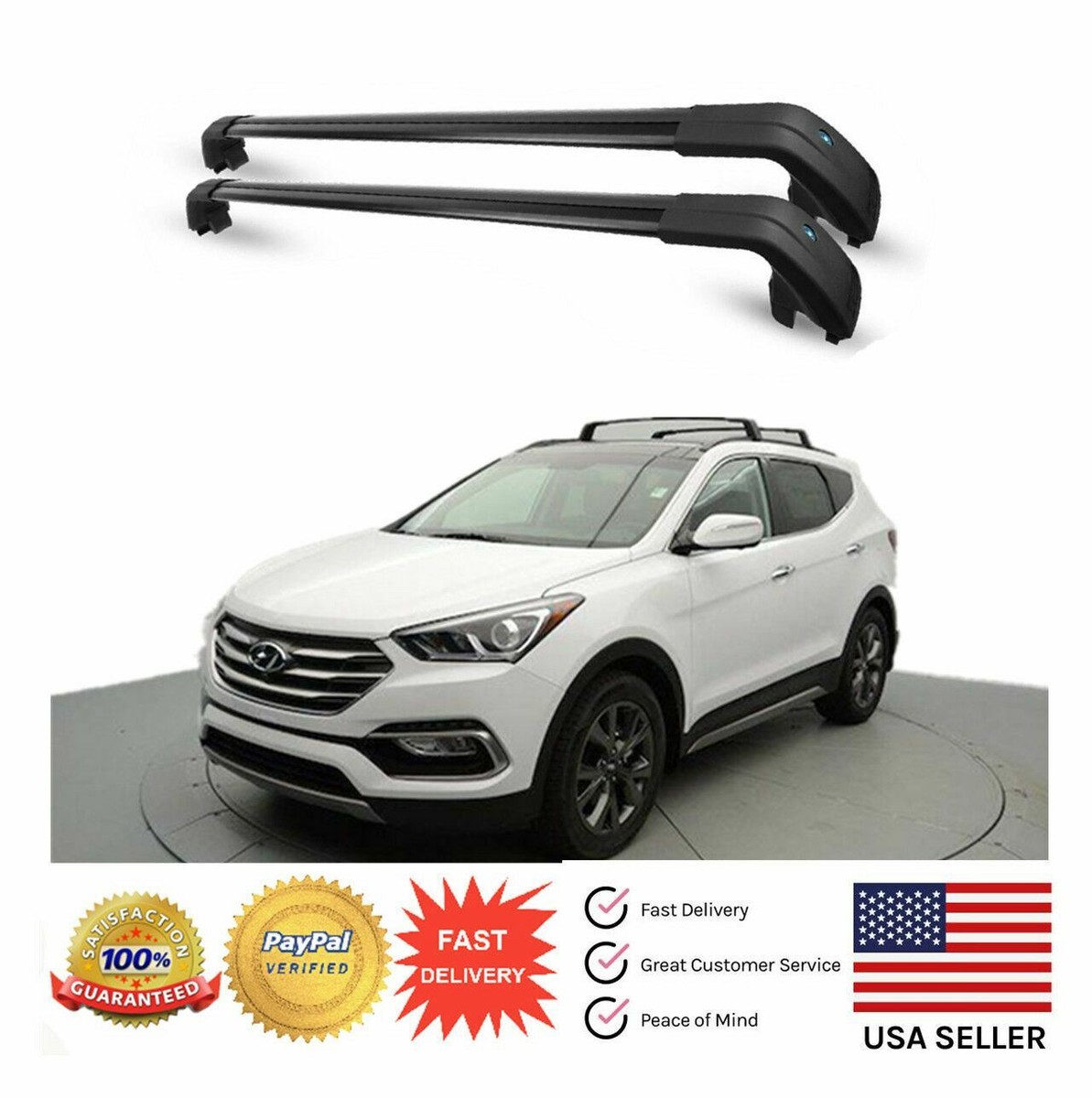 For Hyundai Santa Fe Sport 13 21 Top Roof Rack Baggage Luggage