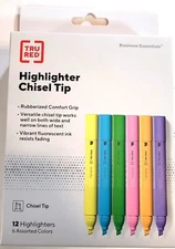 TRU RED Tank Highlighter with Chisel Tip Asst 12/Pack TR54585 FREE Shipping