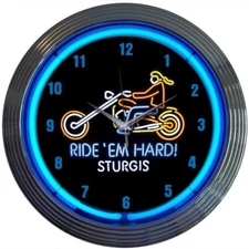 Neonetics 8MOTOR Motorcycle Ride Em Hard Sturgis Neon Clock 15"x15"
