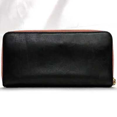 LOEWE Round Zipper Long Wallet Black Pink Anagram Good Condition