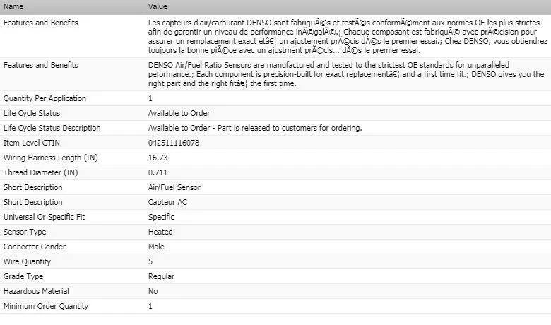 Sensor de oxígeno relación aire/combustible aguas arriba DENSO para Ford Fiesta 2014-2017 Foto 2 de 4