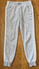 Women s Adidas Gray White Drawstring Jogger Sweatpants Logo 3 Stripes Small