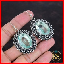 925 Sterling Silver Apatite Gemstone Sister Engagement Dangling Earrings Jewelry