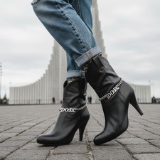 Women Silver Metal Chain 2 Boots Bracelet Shoe DOPE Charm Phrase Anklet HANDMADE