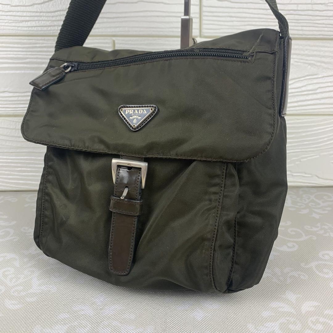 Prada Black Nylon Unisex Shoulder Bag 9.4x9.4x4.7 Used Condition