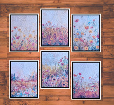 Wildflower Embossed Card Kit Set of 6 : DIY Blank Greeting Cards with Envelopes
