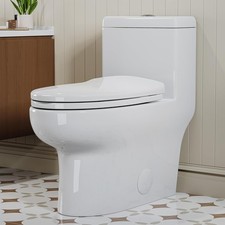 HOROW One Piece Toilet Dual Flush 10'' Rough-In Elongated Toilet White Finish