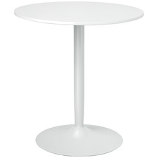 HOMCOM Round Dining Table w/ Steel Base, Non-slip Pad for Living Room White