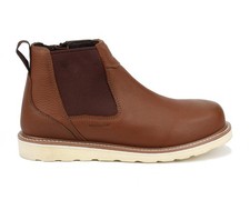 Drew Shoe Boston Men's Waterproof Chelsea Boot - Olive Grey & Rust Leather